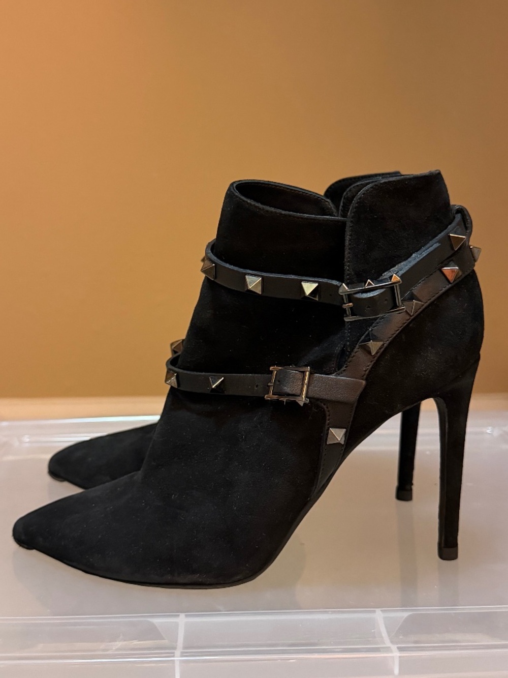 Valentino Suede Rockstud Stiletto Bootie